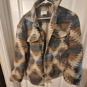 American Eagle Outfitters Kids Aztec Jean Jacket - Blue, Brown, Cream